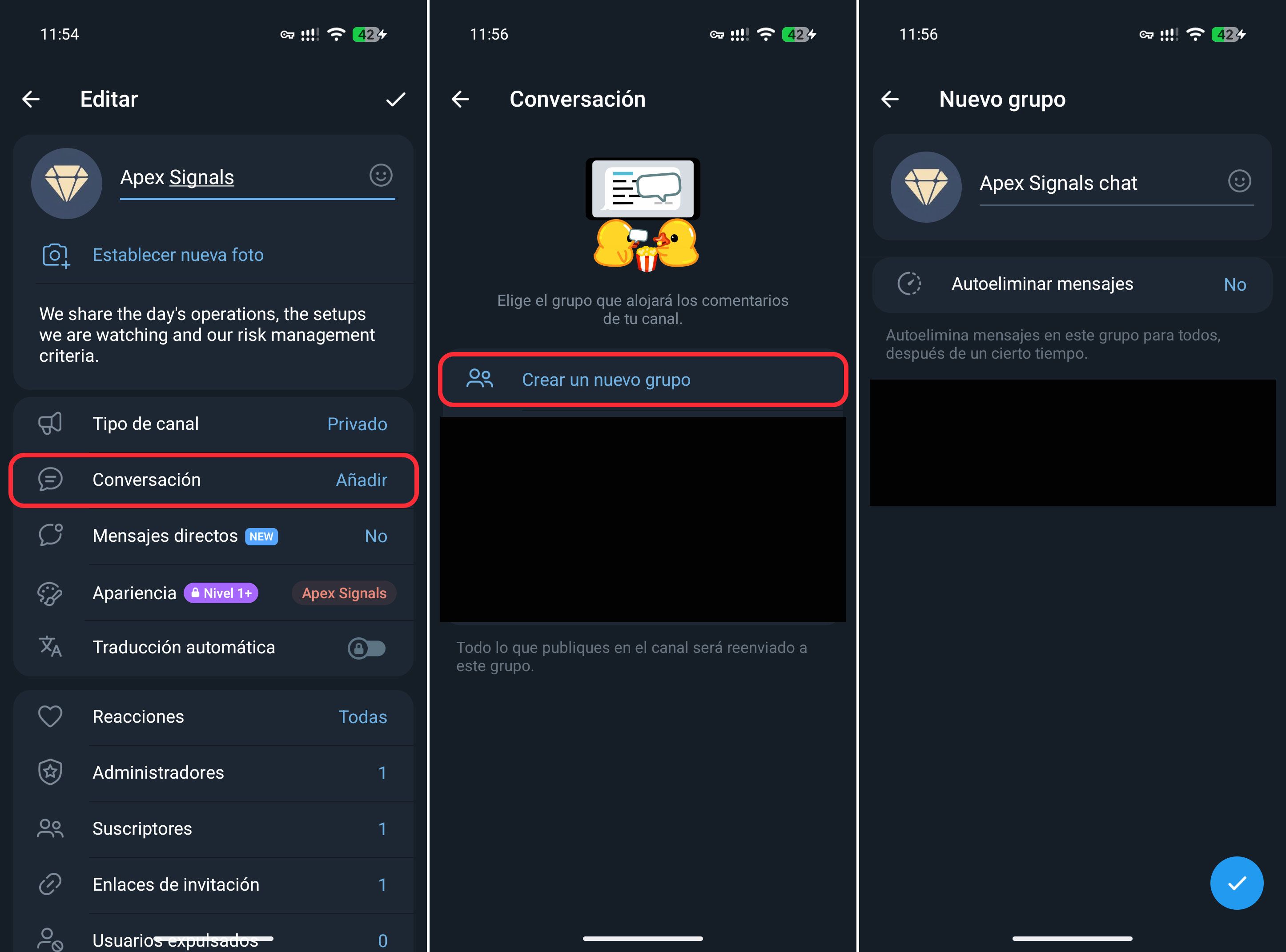 Activar comentarios en el canal de Telegram